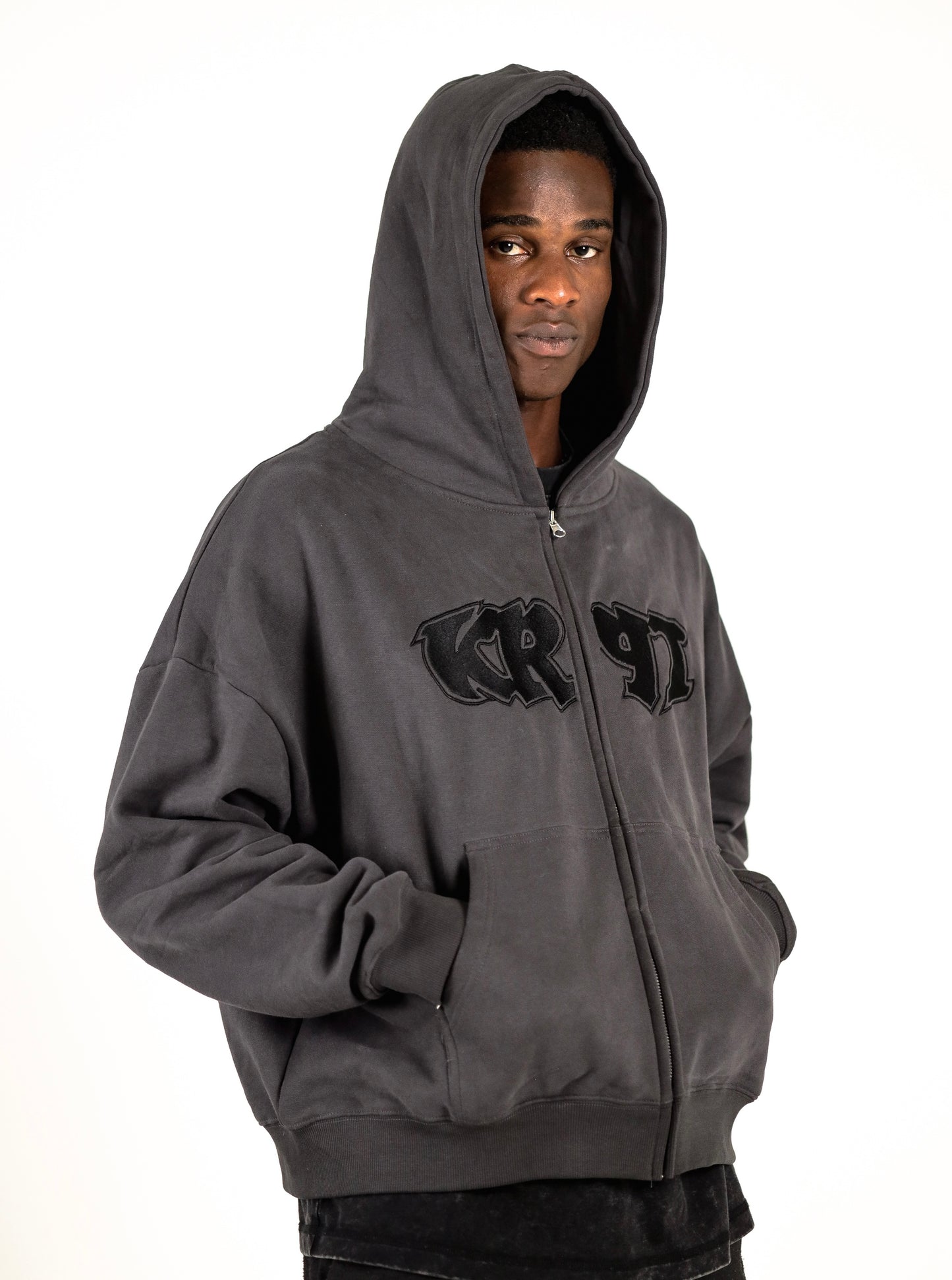 Logo Zip Up Hoodie GRY