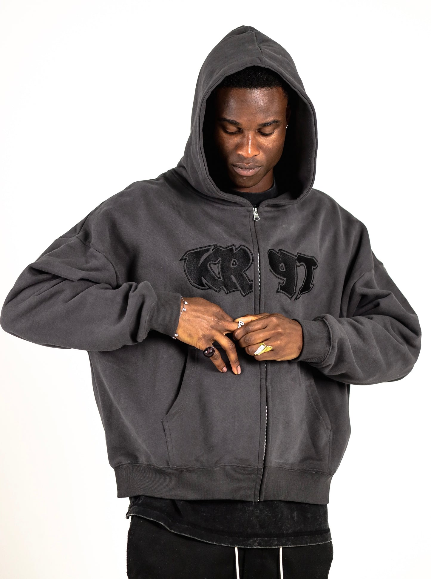 Logo Zip Up Hoodie GRY