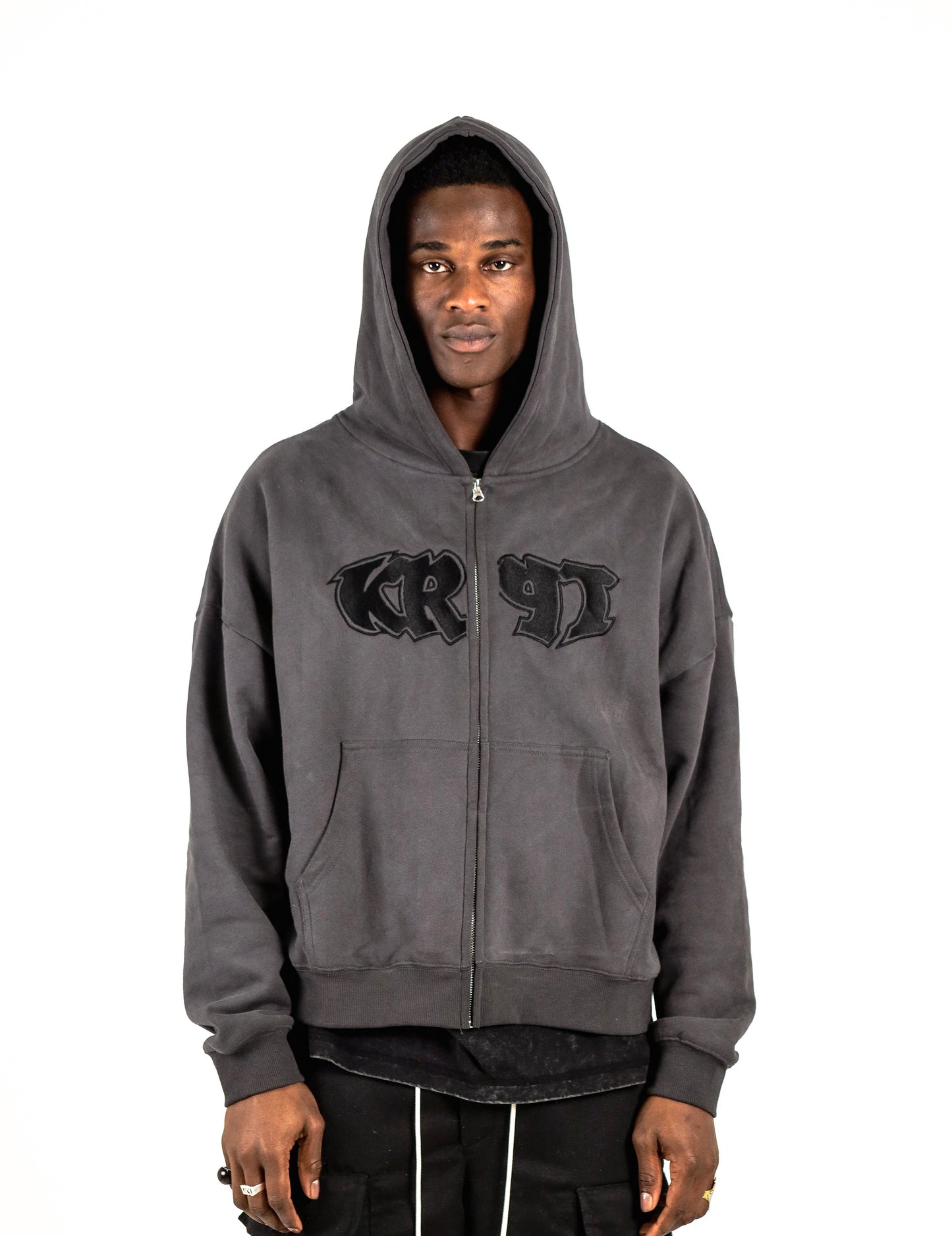 Logo Zip Up Hoodie GRY