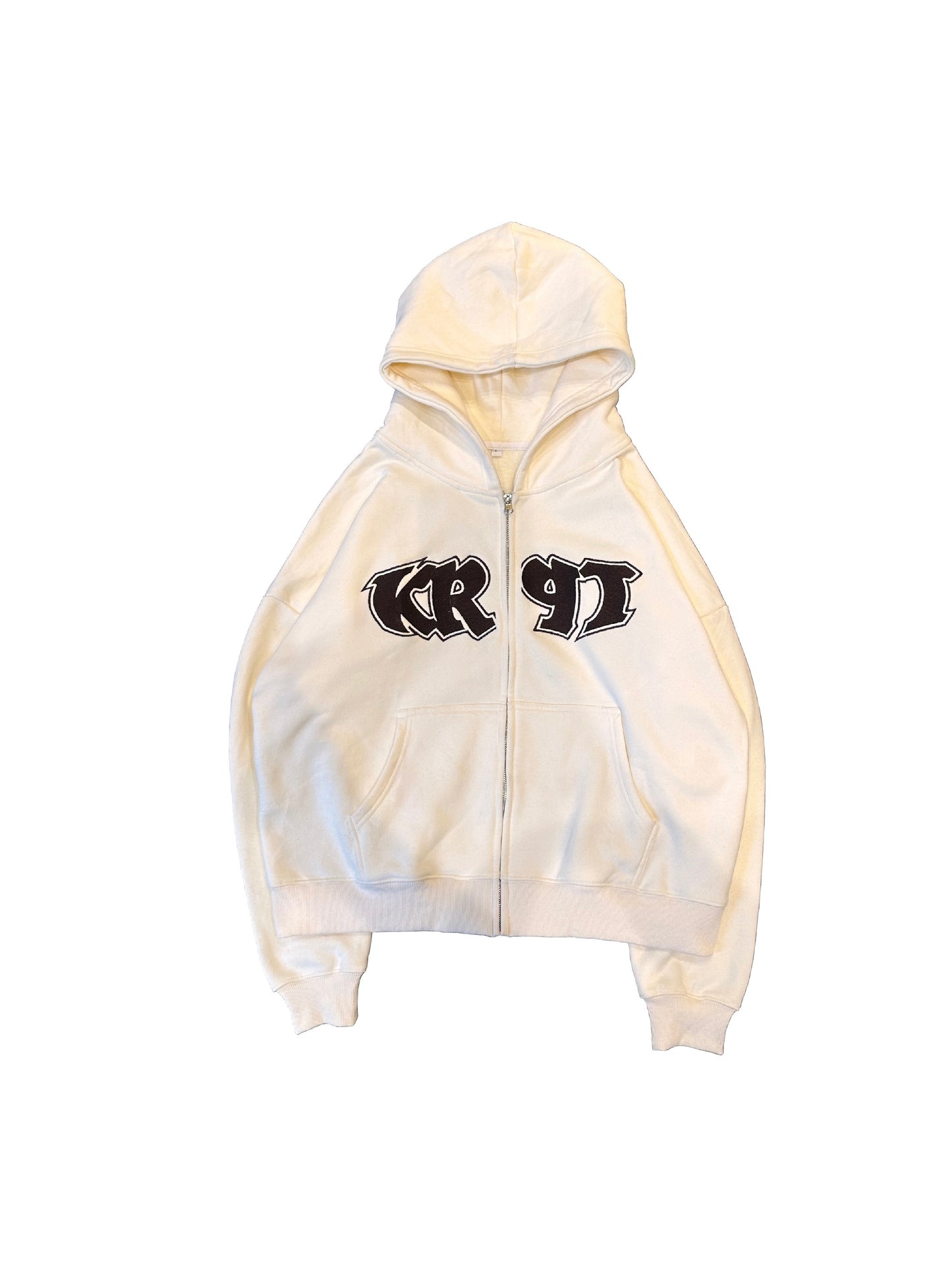 Logo Zip Up Hoodie TAN